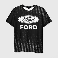 Футболка мужская Ford с потертостями на темном фоне, цвет: 3D-принт