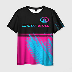 Футболка мужская Great Wall - neon gradient: символ сверху, цвет: 3D-принт