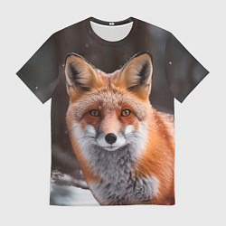 Футболка мужская Лиса под снегом, цвет: 3D-принт