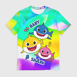 Футболка мужская Baby Shark Brooklyn and friends, цвет: 3D-принт