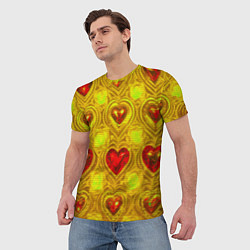 Футболка мужская Узор рубиновые сердца, цвет: 3D-принт — фото 2