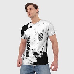 Футболка мужская Ramones и рок символ на светлом фоне, цвет: 3D-принт — фото 2