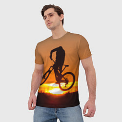 Футболка мужская Велосипедист на закате, цвет: 3D-принт — фото 2