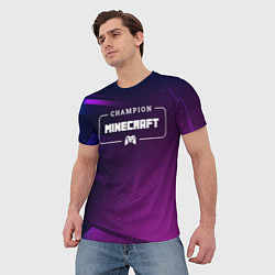 Футболка мужская Minecraft gaming champion: рамка с лого и джойстик, цвет: 3D-принт — фото 2