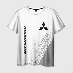 Футболка мужская Mitsubishi speed на светлом фоне со следами шин: н, цвет: 3D-принт
