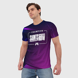 Футболка мужская Saints Row gaming champion: рамка с лого и джойсти, цвет: 3D-принт — фото 2