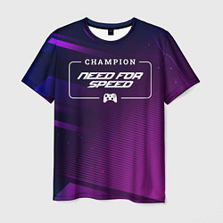 Футболка мужская Need for Speed gaming champion: рамка с лого и джо, цвет: 3D-принт