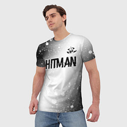 Футболка мужская Hitman glitch на светлом фоне: символ сверху, цвет: 3D-принт — фото 2