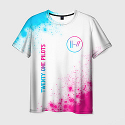 Мужская футболка Twenty One Pilots neon gradient style: надпись, си