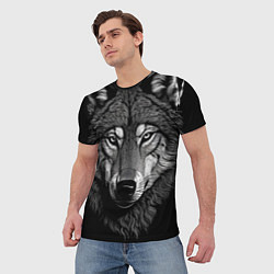 Футболка мужская Спокойный уверенный волк, цвет: 3D-принт — фото 2