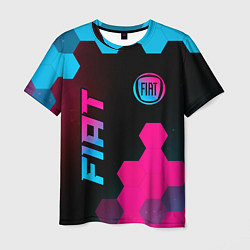 Футболка мужская Fiat - neon gradient: надпись, символ, цвет: 3D-принт