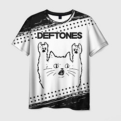 Футболка мужская Deftones рок кот на светлом фоне, цвет: 3D-принт