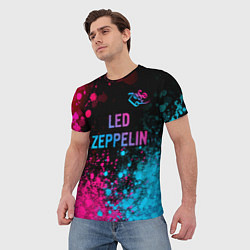 Футболка мужская Led Zeppelin - neon gradient: символ сверху, цвет: 3D-принт — фото 2