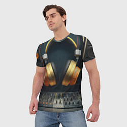 Футболка мужская Золотые наушники, цвет: 3D-принт — фото 2
