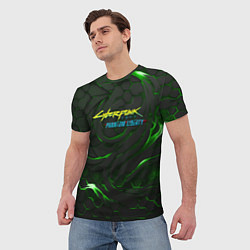 Футболка мужская Cyberpunk 2077 phantom liberty green, цвет: 3D-принт — фото 2