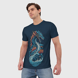 Футболка мужская Синий дракон от нейросети, цвет: 3D-принт — фото 2
