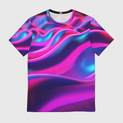 Футболка мужская Фиолетовые неоновые волны, цвет: 3D-принт