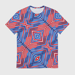 Футболка мужская Красно-синие абстрактные полосы, цвет: 3D-принт