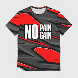 Футболка мужская No pain no gain - красный, цвет: 3D-принт