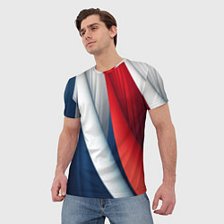 Футболка мужская Белая синяя красная абстракция, цвет: 3D-принт — фото 2
