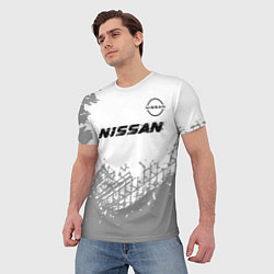 Футболка мужская Nissan speed на светлом фоне со следами шин: симво, цвет: 3D-принт — фото 2