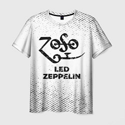 Футболка мужская Led Zeppelin с потертостями на светлом фоне, цвет: 3D-принт