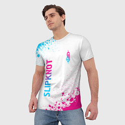 Футболка мужская Slipknot neon gradient style: надпись, символ, цвет: 3D-принт — фото 2