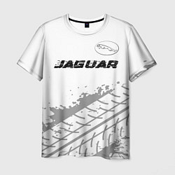 Футболка мужская Jaguar speed на светлом фоне со следами шин: симво, цвет: 3D-принт