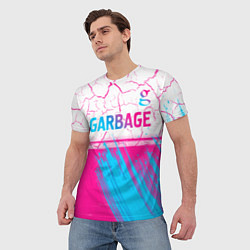 Футболка мужская Garbage neon gradient style: символ сверху, цвет: 3D-принт — фото 2