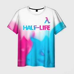 Футболка мужская Half-Life neon gradient style: символ сверху, цвет: 3D-принт
