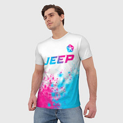 Футболка мужская Jeep neon gradient style: символ сверху, цвет: 3D-принт — фото 2