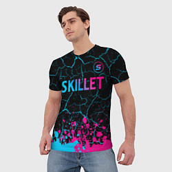 Футболка мужская Skillet - neon gradient: символ сверху, цвет: 3D-принт — фото 2