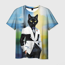 Футболка мужская Cat fashionista - neural network - pop art, цвет: 3D-принт