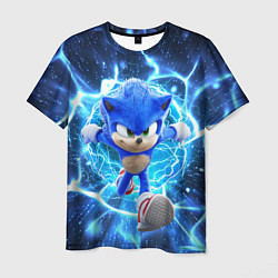 Футболка мужская Sonic electric waves, цвет: 3D-принт