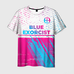 Футболка мужская Blue Exorcist neon gradient style: символ сверху, цвет: 3D-принт