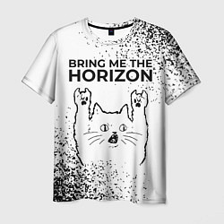 Футболка мужская Bring Me the Horizon рок кот на светлом фоне, цвет: 3D-принт