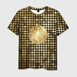 Футболка мужская Золотой диско шар и золотая мозаика, цвет: 3D-принт