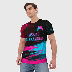 Футболка мужская Asking Alexandria - neon gradient: символ сверху, цвет: 3D-принт — фото 2