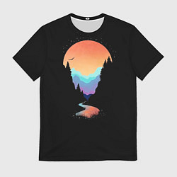 Мужская футболка Неоновое солнце SynthWave