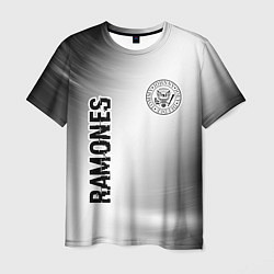 Футболка мужская Ramones glitch на светлом фоне: надпись, символ, цвет: 3D-принт