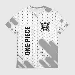 Футболка мужская One Piece glitch на светлом фоне: надпись, символ, цвет: 3D-принт