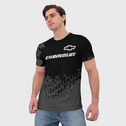 Футболка мужская Chevrolet speed на темном фоне со следами шин: сим, цвет: 3D-принт — фото 2
