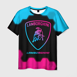 Футболка мужская Lamborghini - neon gradient, цвет: 3D-принт
