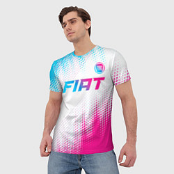 Футболка мужская Fiat neon gradient style: символ сверху, цвет: 3D-принт — фото 2