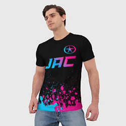 Футболка мужская JAC - neon gradient: символ сверху, цвет: 3D-принт — фото 2