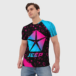 Футболка мужская Jeep - neon gradient, цвет: 3D-принт — фото 2