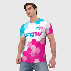 Футболка мужская FAW neon gradient style: символ сверху, цвет: 3D-принт — фото 2