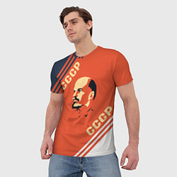 Футболка мужская Ленин на красном фоне, цвет: 3D-принт — фото 2