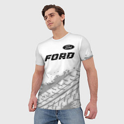 Футболка мужская Ford speed на светлом фоне со следами шин: символ, цвет: 3D-принт — фото 2