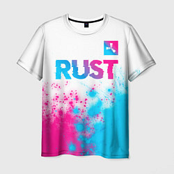 Футболка мужская Rust neon gradient style: символ сверху, цвет: 3D-принт